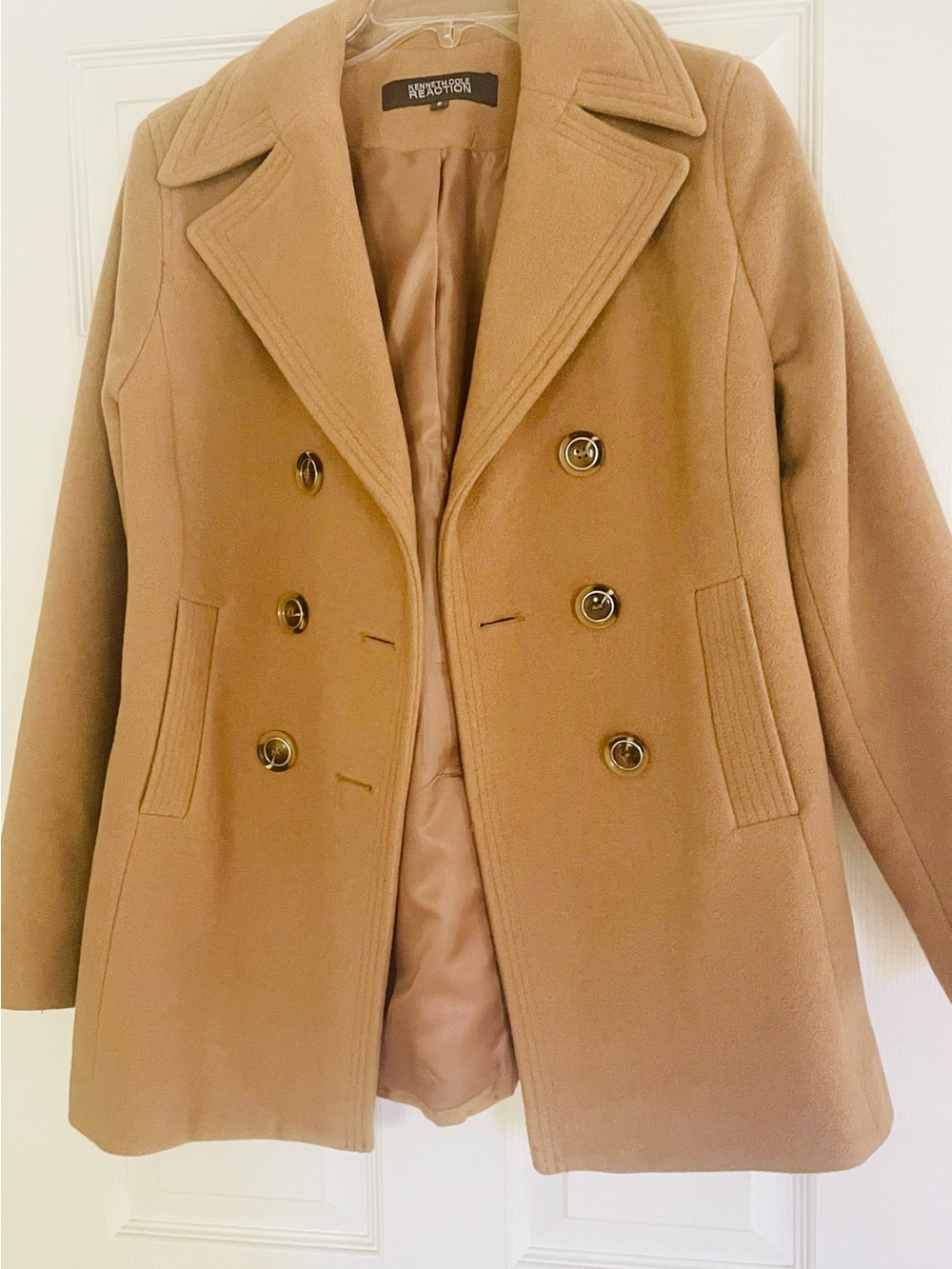 Kenneth Cole Reaction Tan Double-Breasted Pea Coat